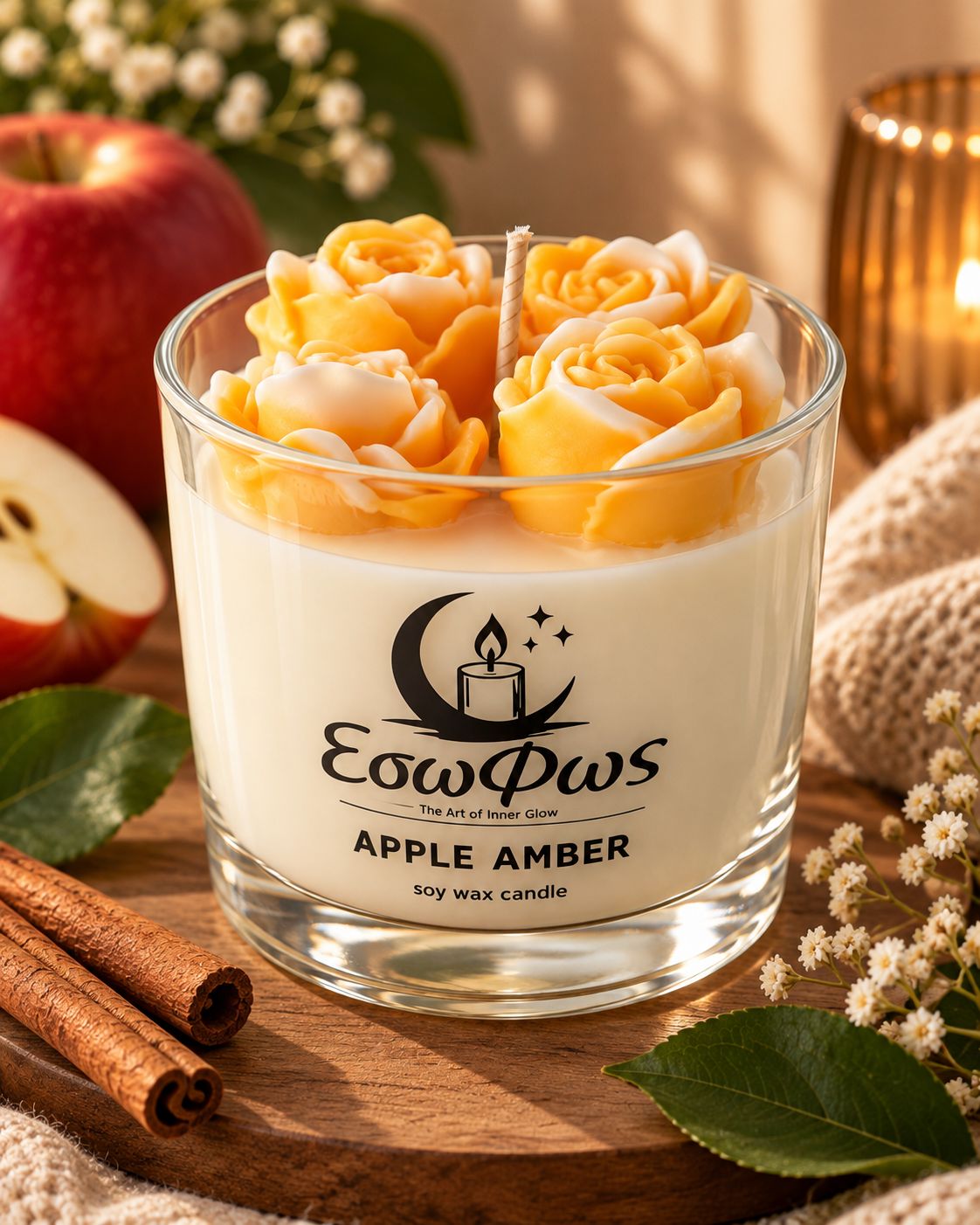 Κερί Σόγιας Apple Amber – ΕσωΦως (εικόνα 3)