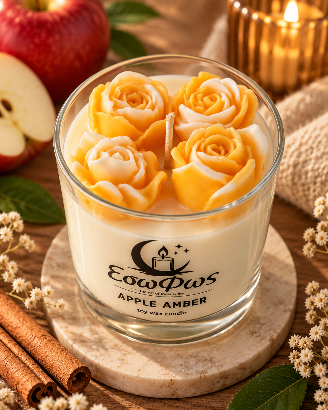 Κερί Σόγιας Apple Amber – ΕσωΦως (εικόνα 2)